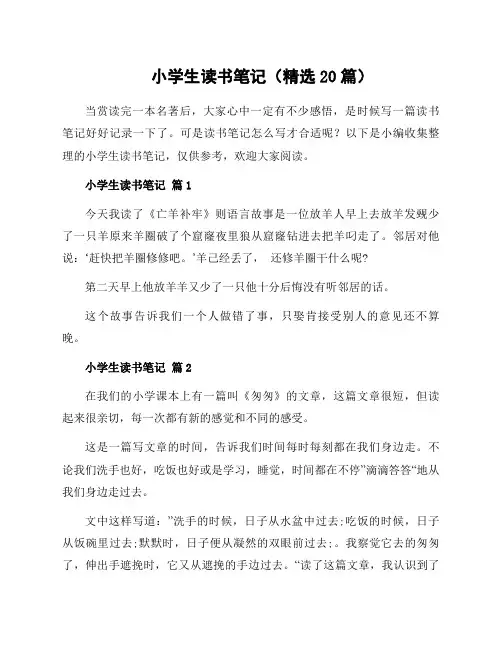 小学生读书笔记(20篇)