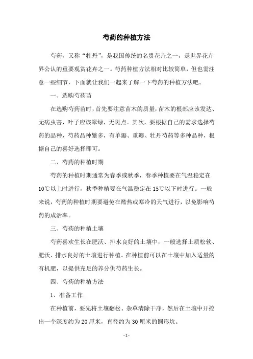 芍药的种植方法