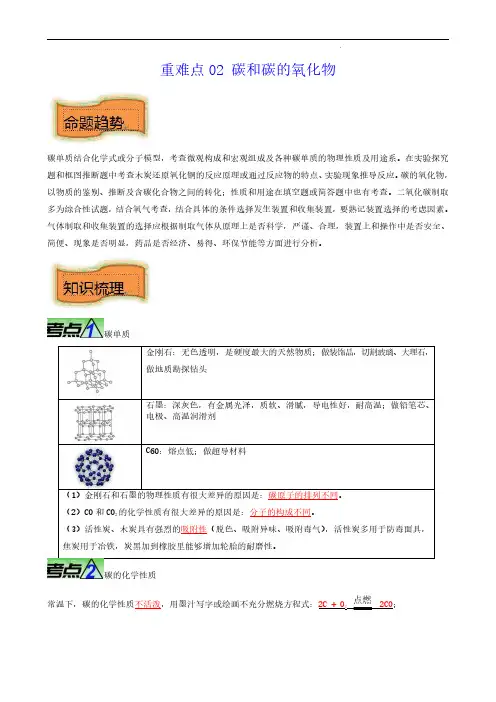 碳和碳的氧化物-中考化学【热点、重点、难点】专练(解析版)