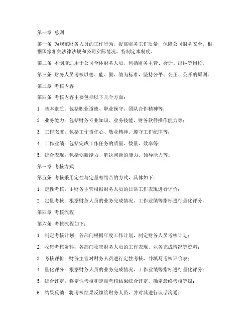财务人员考核规章制度范本