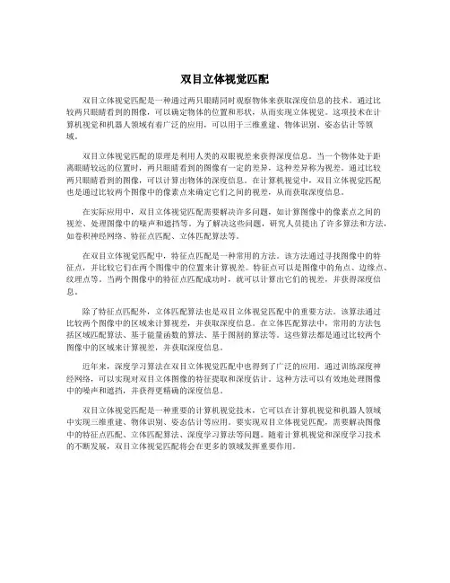 双目立体视觉匹配