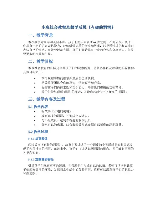 小班社会教案及教学反思《有趣的洞洞》
