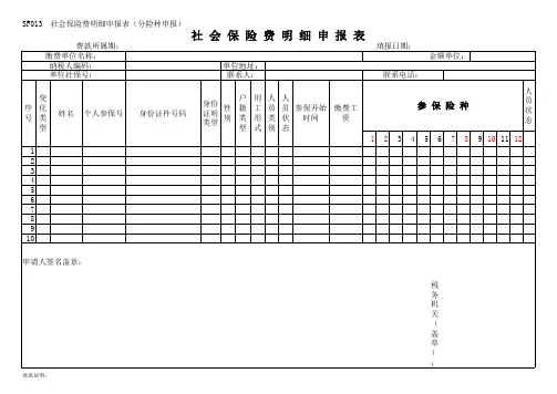 社会保险费明细申报表(2013新表)