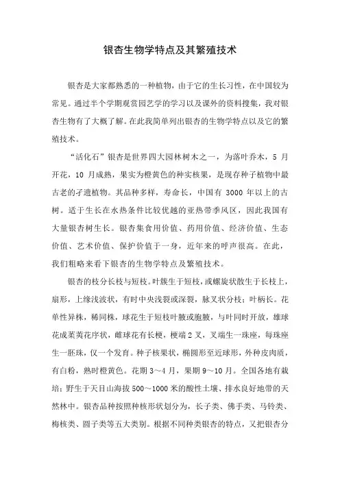 银杏生物学特点及其繁殖技术