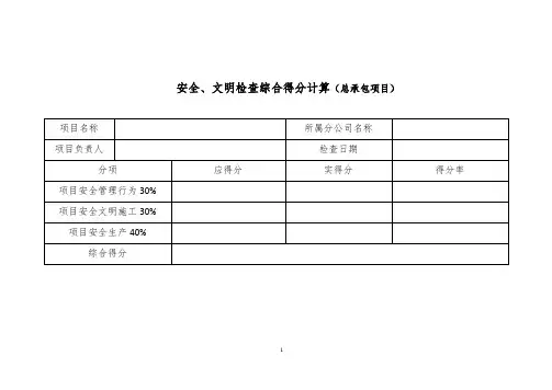 项目安全管理行为检查评分表