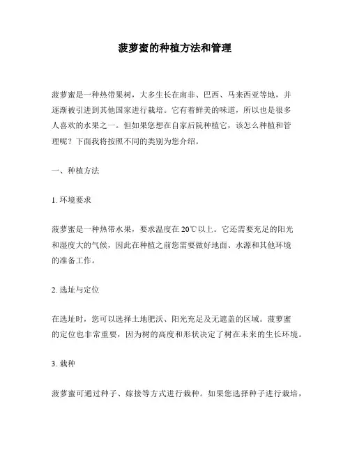 菠萝蜜的种植方法和管理