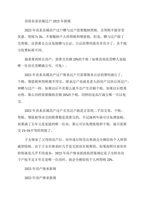 2023年房产继承新规定(2023年房产继承新规定出台)