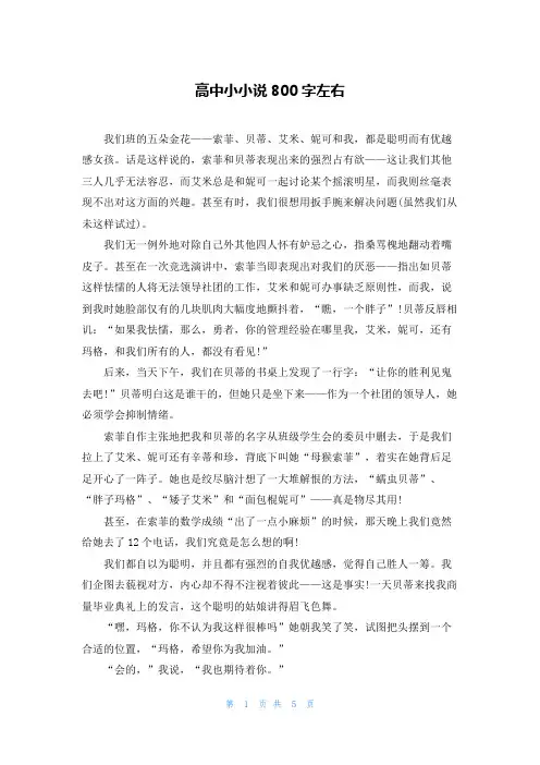 高中小小说800字左右