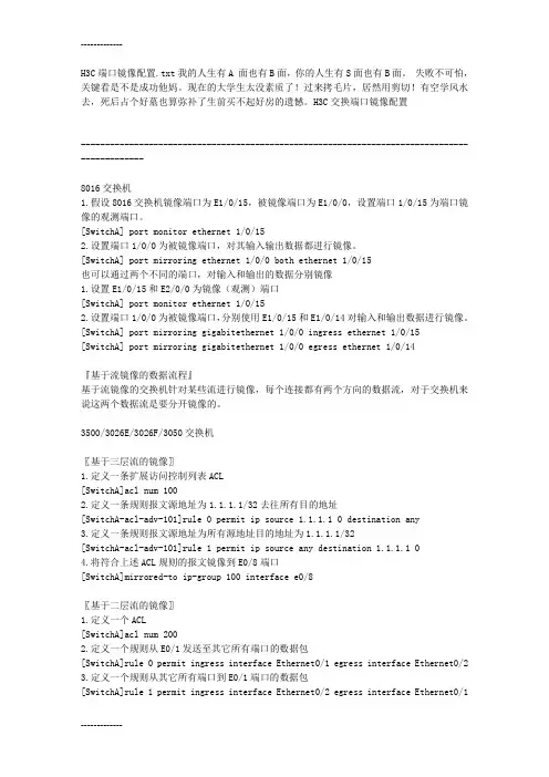 [整理]H3C端口镜像配置.