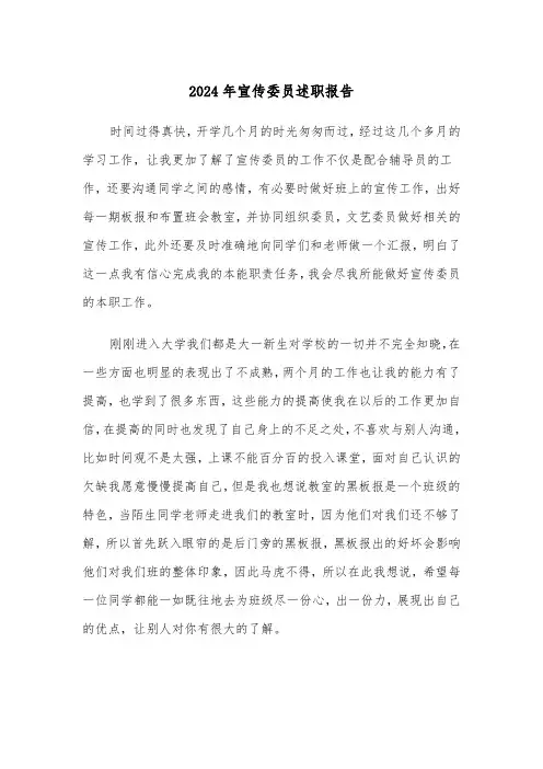 2024年宣传委员述职报告（4篇）