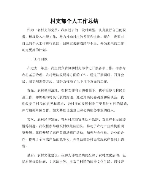 村支部个人工作总结