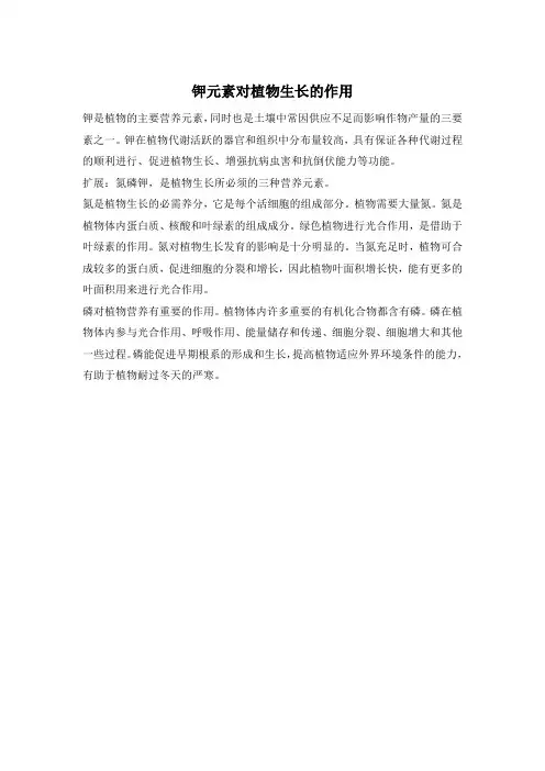 钾元素对植物生长的作用