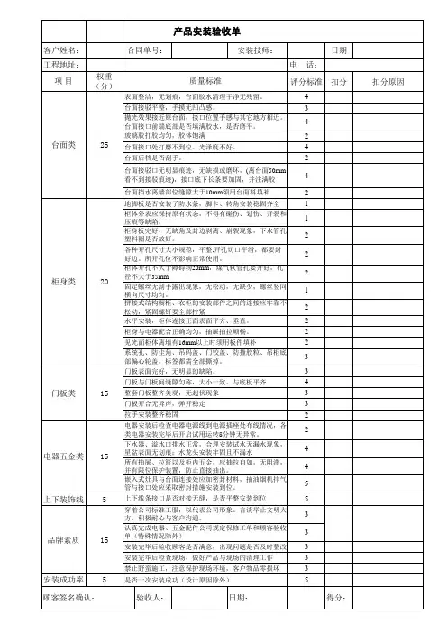 家居产品安装验收单