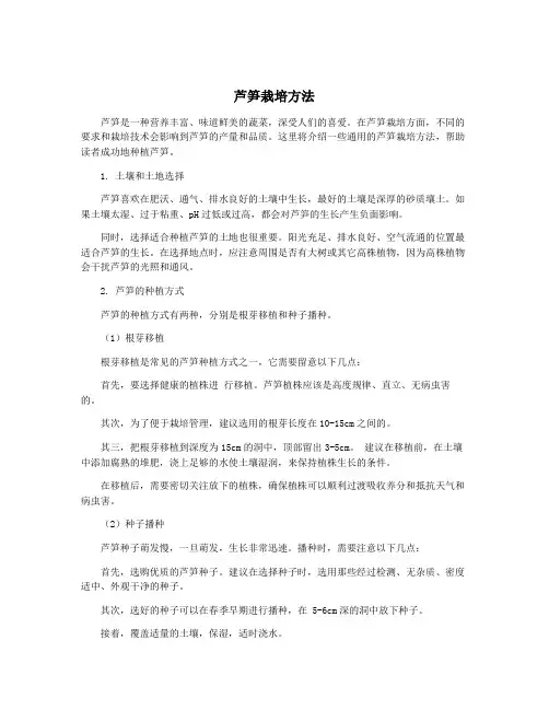 芦笋栽培方法