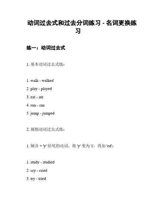动词过去式和过去分词练习 - 名词更换练习
