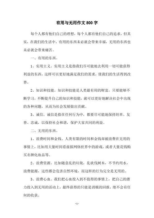 有用与无用作文800字