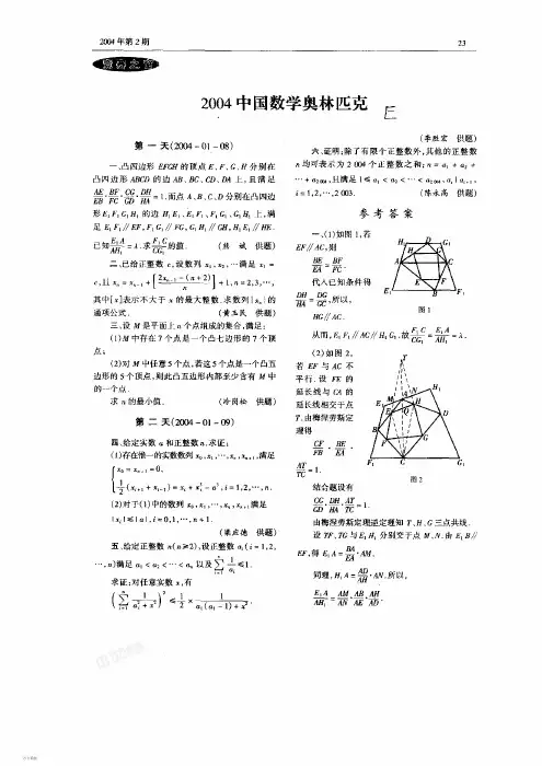 2004年中国数学奥林匹克