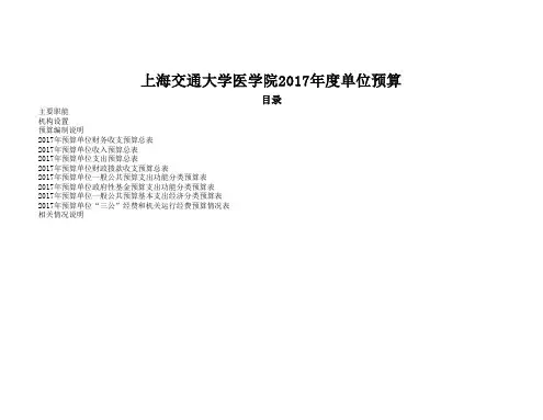 上海交通大学医学院2017年度单位预算-上海市教委