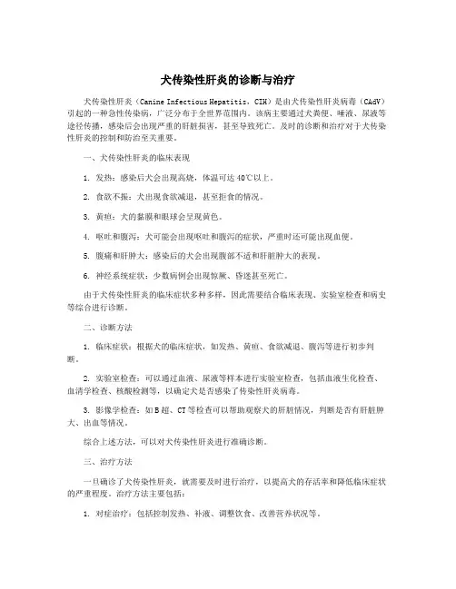 犬传染性肝炎的诊断与治疗