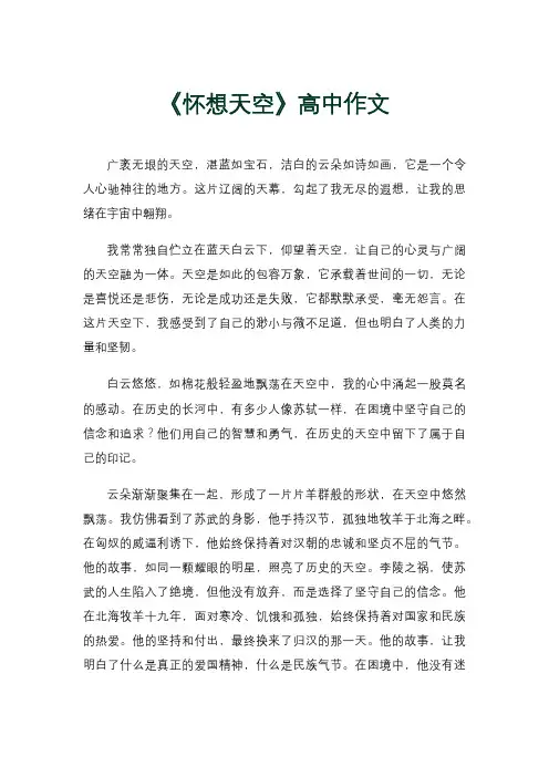 《怀想天空》高中作文
