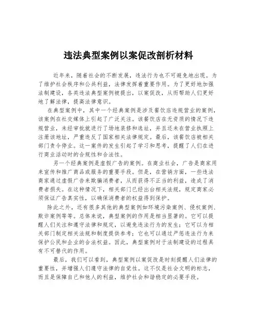 违法典型案例以案促改剖析材料