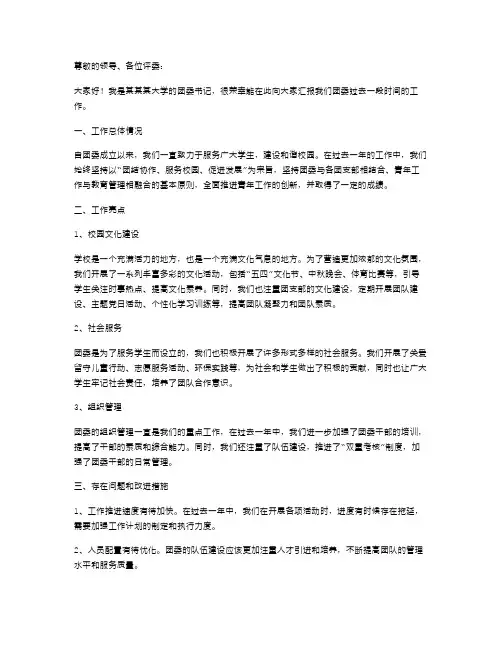 大学团委书记述职报告范文