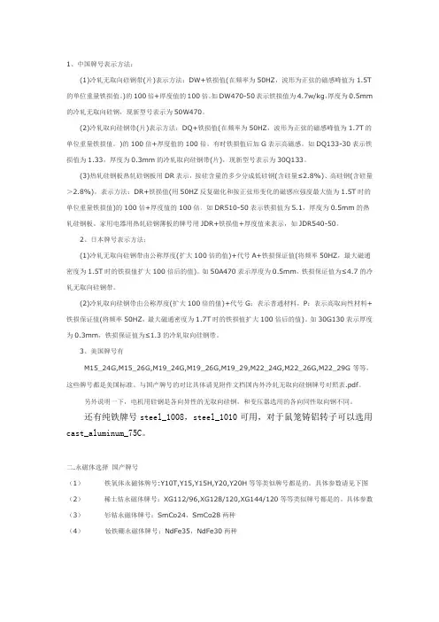 硅钢片牌号