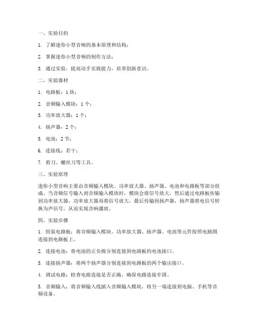 迷你小型音响实验报告