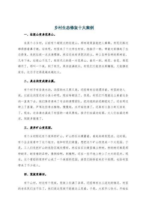 乡村生态修复十大案例