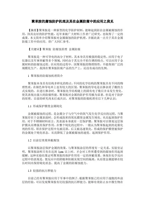 聚苯胺的腐蚀防护机理及其在金属防腐中的应用之我见