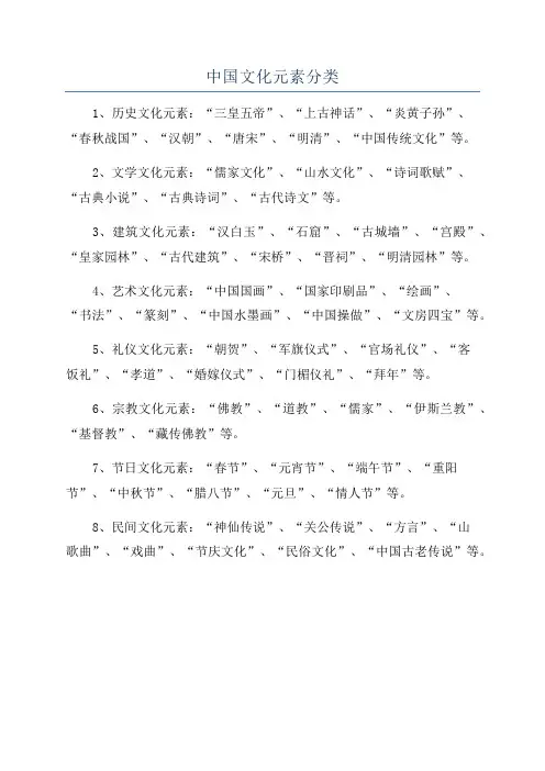 中国文化元素分类