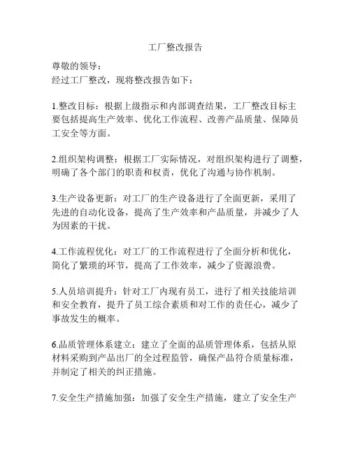 工厂整改报告