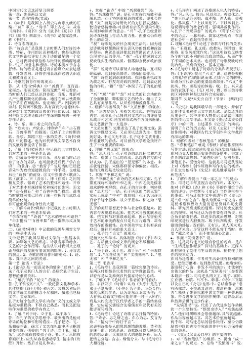 中国古代文论选读纲要知识点