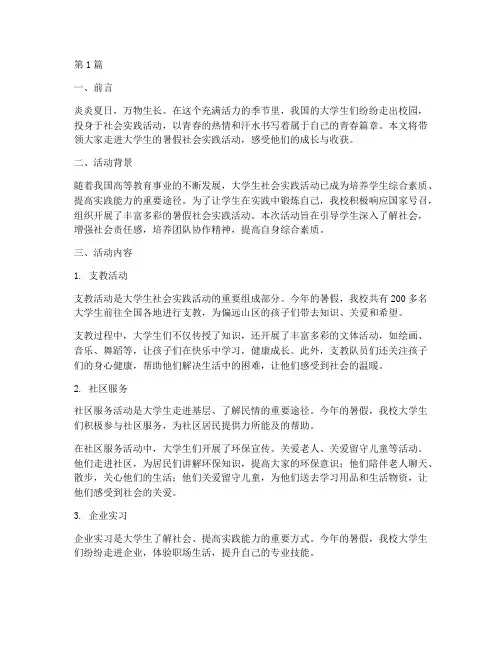 暑假大学生社会实践活动(3篇)