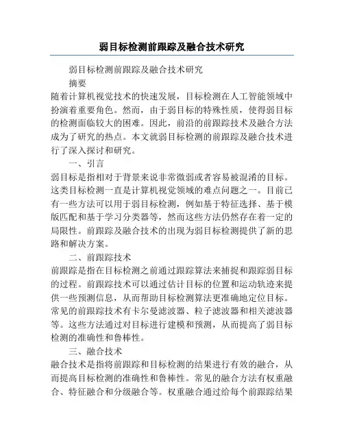 弱目标检测前跟踪及融合技术研究