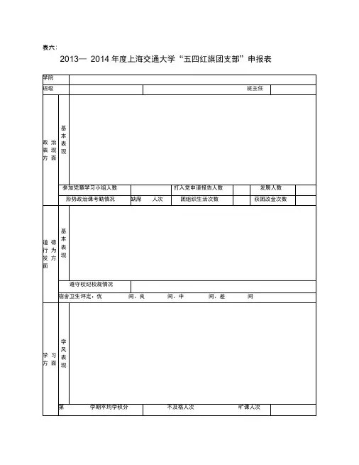 五四红旗团支部申报表