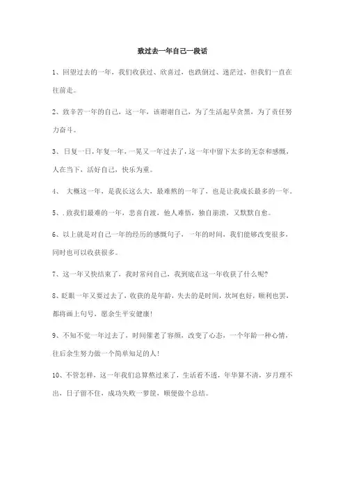 致过去一年自己一段话