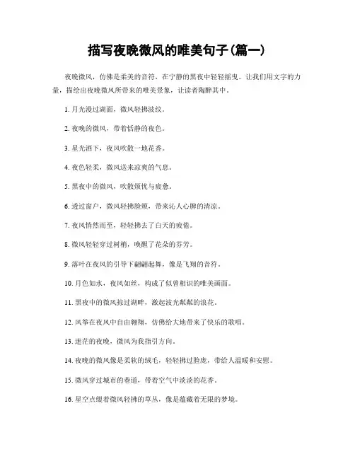 描写夜晚微风的唯美句子(精选两篇)