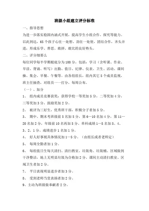 班级小组建设评分标准