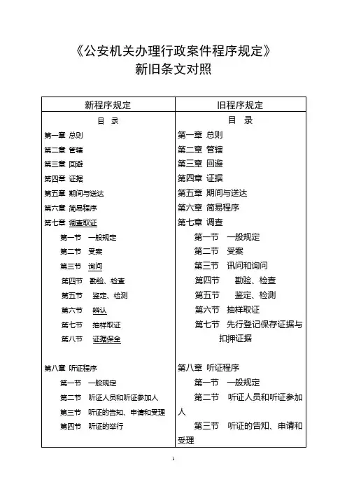 《公安机关办理行政案件程序规定》新旧条文对照