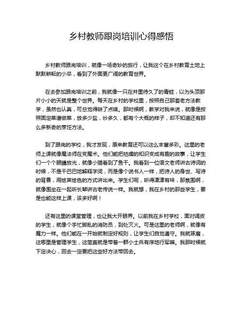 乡村教师跟岗培训心得感悟