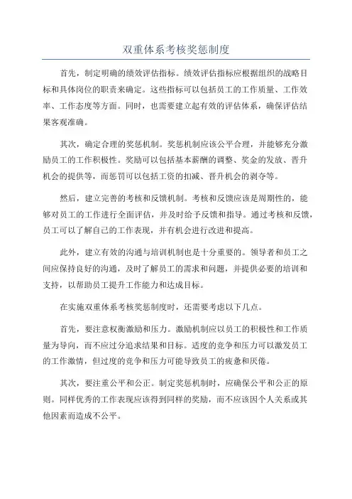 双重体系考核奖惩制度