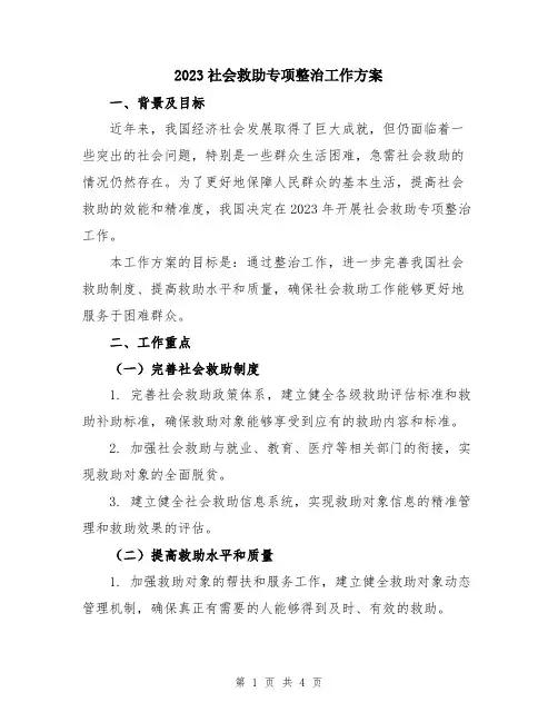 2023社会救助专项整治工作方案