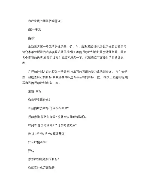 自我发展与团队管理作业1