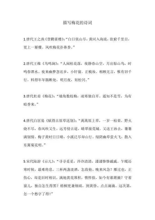 描写梅花的诗词