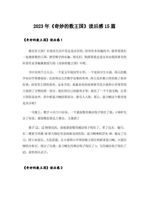 2023年《奇妙的数王国》读后感15篇_1