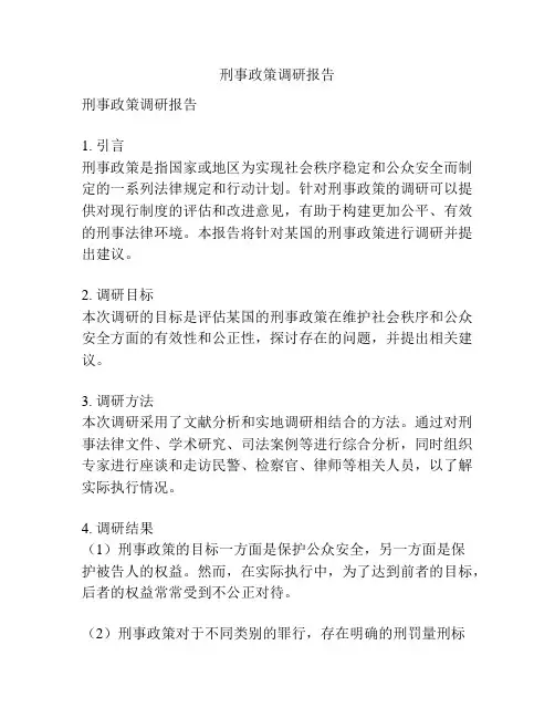 刑事政策调研报告