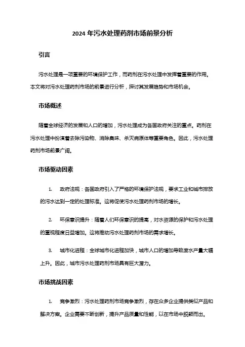 2024年污水处理药剂市场前景分析