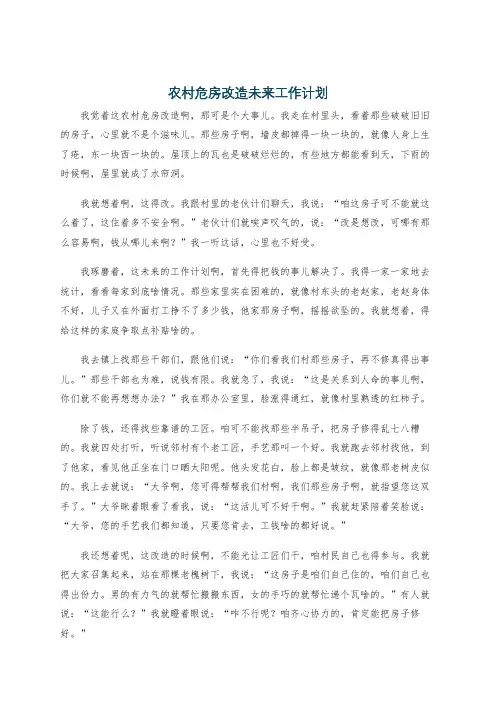 农村危房改造未来工作计划