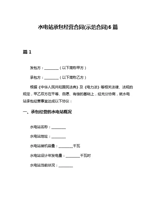 水电站承包经营合同(示范合同)6篇